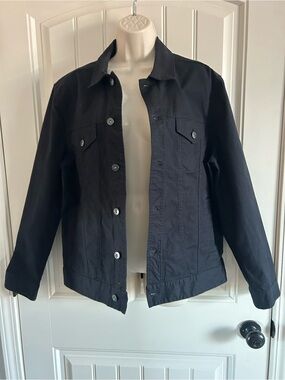 NWT the commons Classic Black Women's Denim Jacket Casual Button-Front Coat Sz S